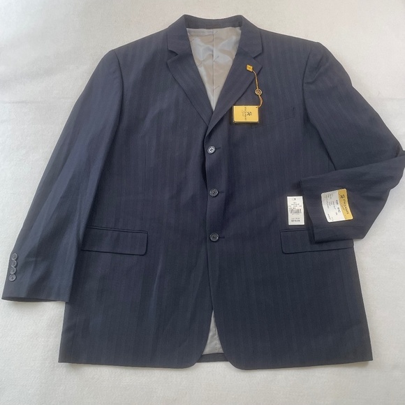 NWT Stacy Adams Gold 48R W42 Navy Striped Blazer
